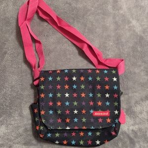 Dickies Multi Color Star Canvas Crossbody Bag Hot Pink Strap - Like New